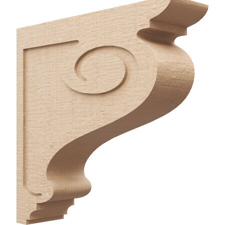 Ekena Millwork 8"W x 32"D x 32"H Thin Scroll Rough Cedar Woodgrain TimberThane Corbel, Primed Tan CORUR08X32X32SCRRCPR